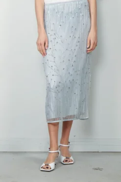 Forte_Forte Rok - Firefly Embroidery Tulle Skirt With Slip - Firefly