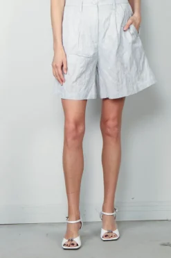 Forte_Forte Shorts - Contemporary Crinkled Cotton Bermuda - Madreperla