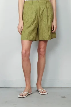 Forte_Forte Shorts - Contemporary Crinkled Cotton Bermuda - Aloe