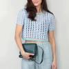 Forte_Forte Top - Cable Lux Handmade Crochet Cropped Polo - Cielo