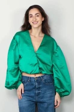 forte_forte Top - Contemporary Duchesse Couture Shirt - Malachite