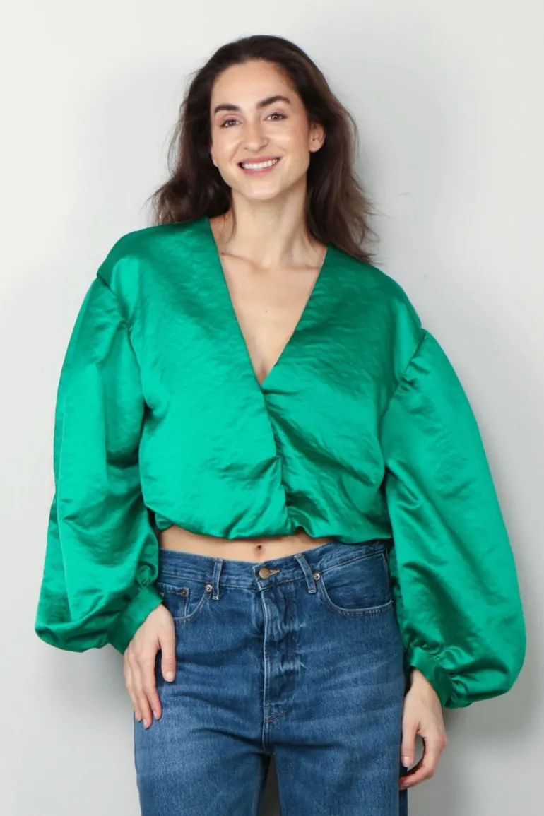 forte_forte Top - Contemporary Duchesse Couture Shirt - Malachite