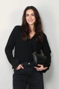forte_forte Top - Envers Satin Long Sleeves Top - Nero