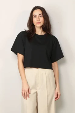 forte_forte T-shirt - Essential Organic Cotton Jersey Cropped T-shirt - Nero