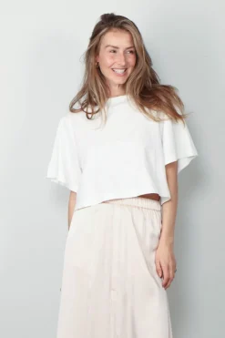 forte_forte T-shirt - Essential Organic Cotton Jersey Cropped T-shirt - Bianco