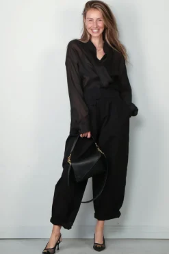 Forte_Forte Blouse - Chic Rami Muslin Crossed Shirt - Noir