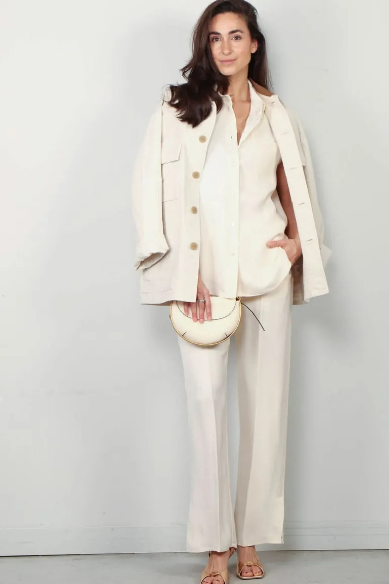 Forte_Forte Broek - Slubbed Fluid Viscose Flared - Orchidea