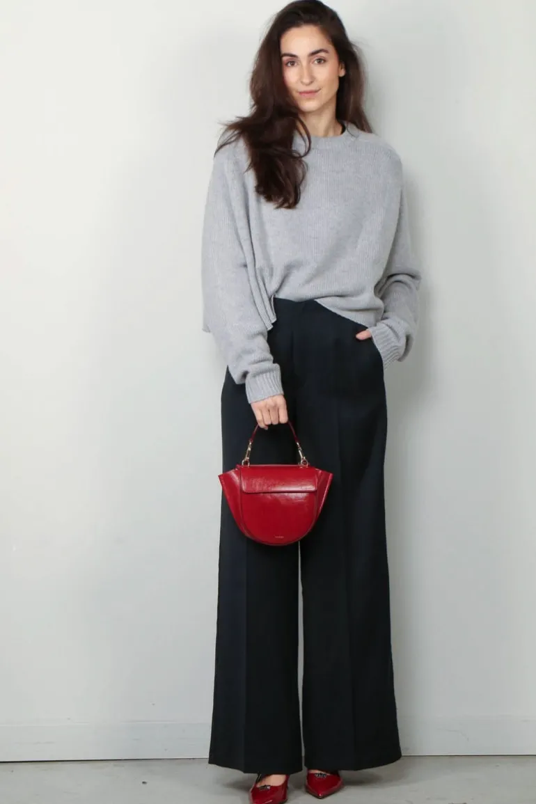forte_forte Broek - Viscose Wool Slub Flat Front Pants - Abisso