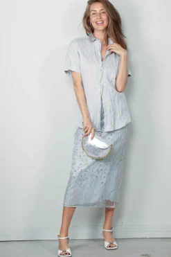 Forte_Forte Rok - Firefly Embroidery Tulle Skirt With Slip - Firefly