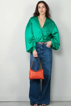 forte_forte Top - Contemporary Duchesse Couture Shirt - Malachite