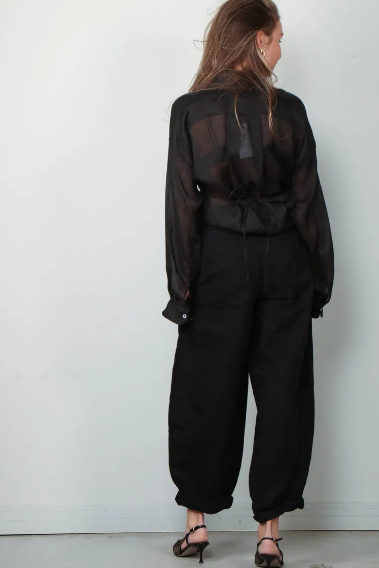 Forte_Forte Blouse - Chic Rami Muslin Crossed Shirt - Noir
