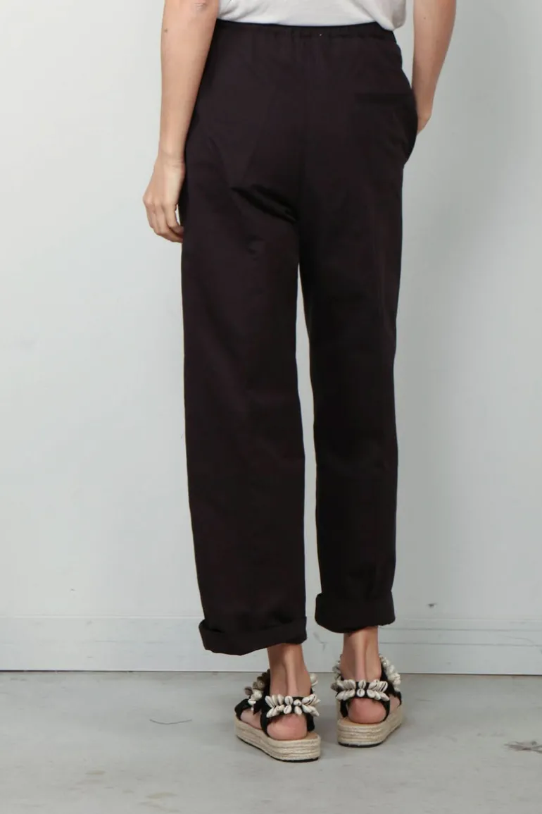 Forte_Forte Broek - Chic Cotton Linen Drawstring Pants - Noir