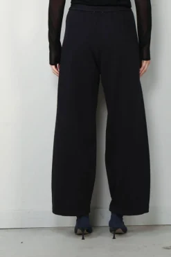 forte_forte Broek - Diagonal Cotton Fleece Twisted Pants - Abisso
