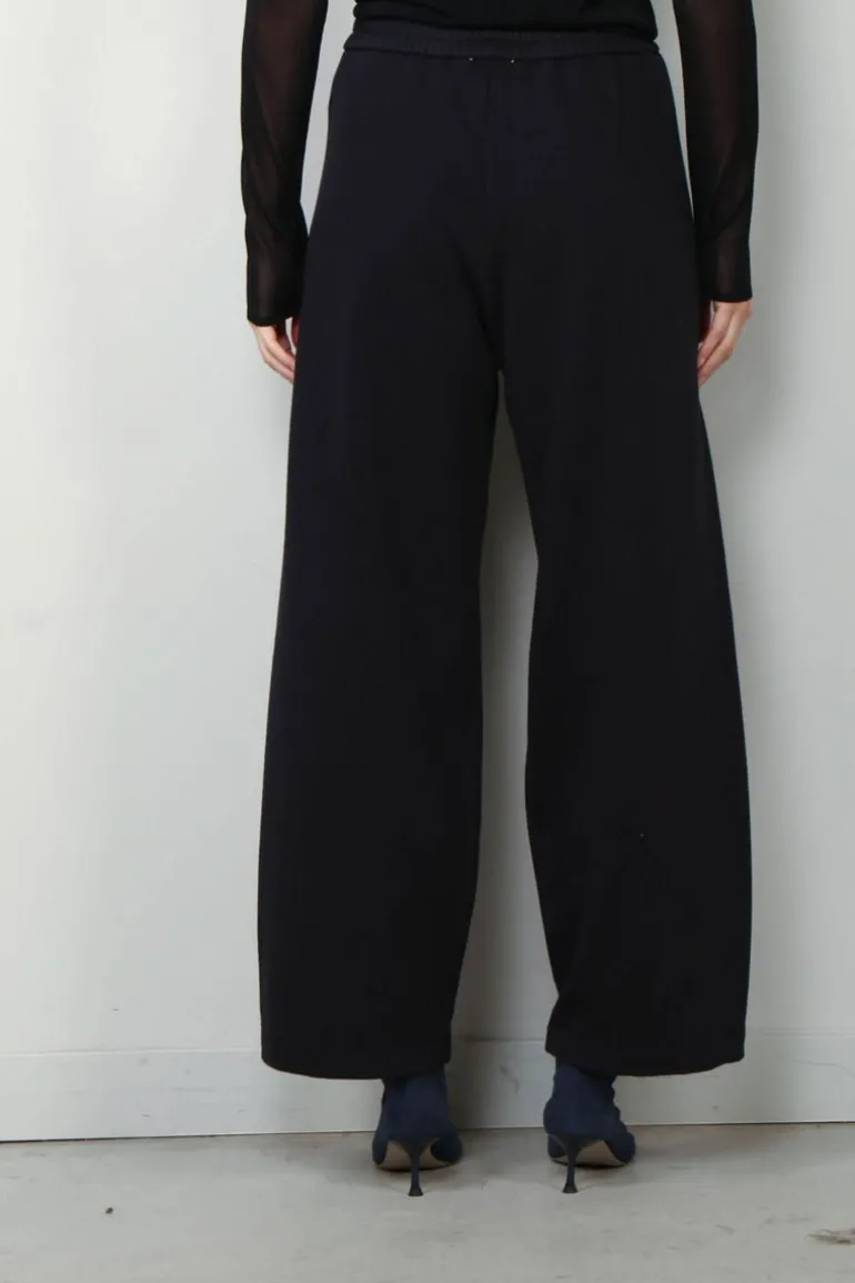 forte_forte Broek - Diagonal Cotton Fleece Twisted Pants - Abisso