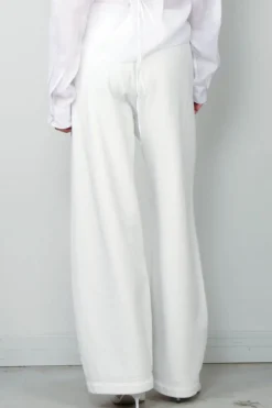 forte_forte Broek - Diagonal Cotton Fleece Twisted Pants - Bianco