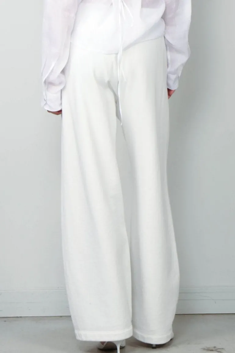 forte_forte Broek - Diagonal Cotton Fleece Twisted Pants - Bianco