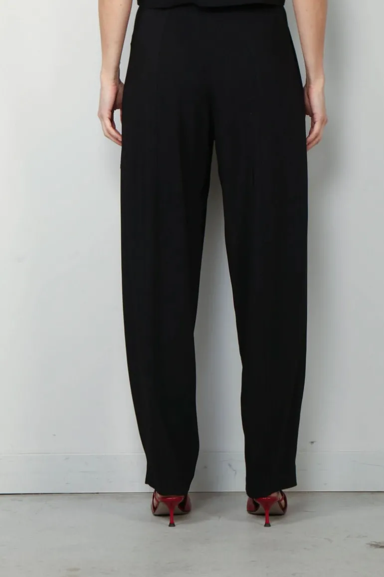 forte_forte Broek - Stretch Cady Crepe Elasticated Cargo Pants - Nero