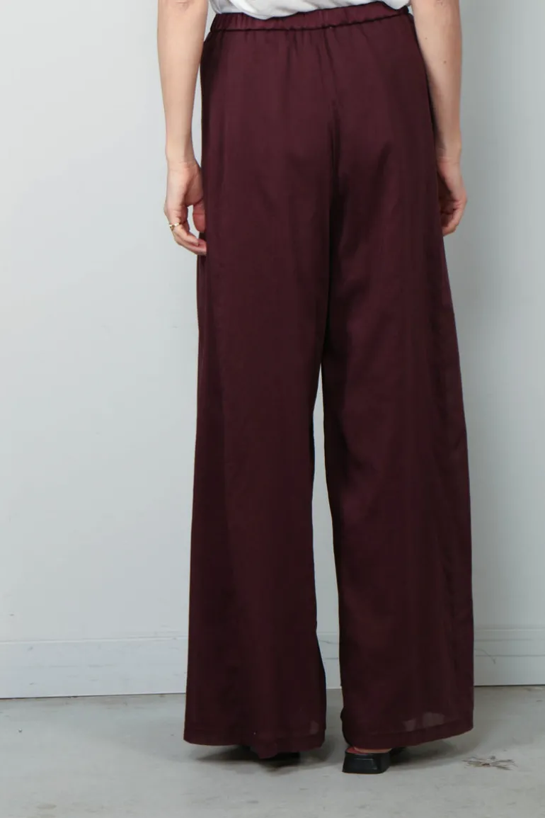 Forte_Forte Broek - co/se Voile Flared Pants Satin Details - Black Orchid