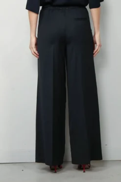 forte_forte Broek - Viscose Wool Slub Flat Front Pants - Abisso
