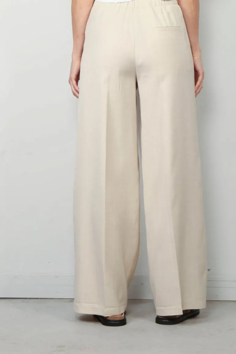 forte_forte Broek - Viscose Wool Slub Flat Front Pants - Dune