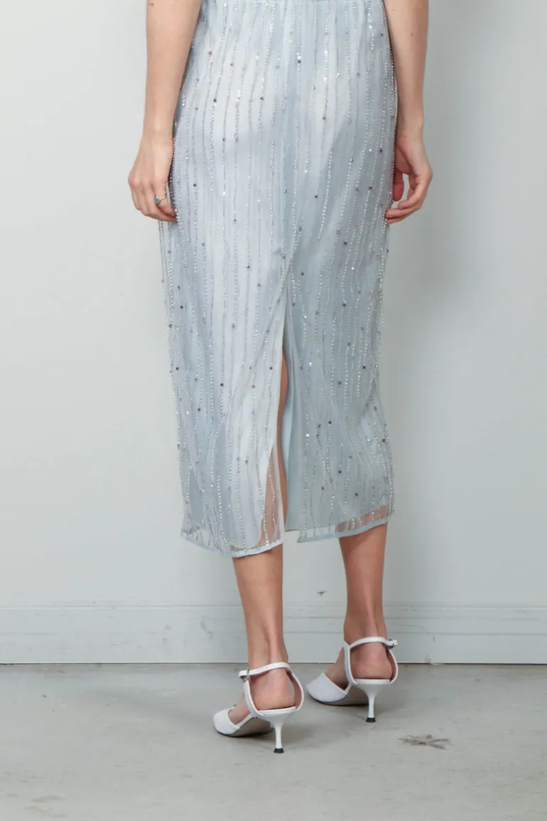 Forte_Forte Rok - Firefly Embroidery Tulle Skirt With Slip - Firefly