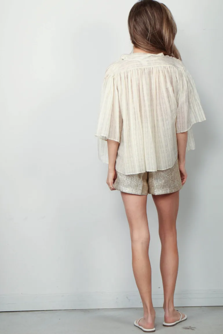 forte_forte Blouse - ChaOnette Print Co/Se Voile Half Sleeve Shirt - Ivory