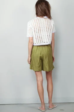 Forte_Forte Top - Cable Lux Handmade Crochet Cropped Polo - Giglio