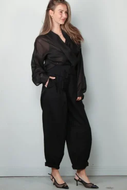 Forte_Forte Blouse - Chic Rami Muslin Crossed Shirt - Noir