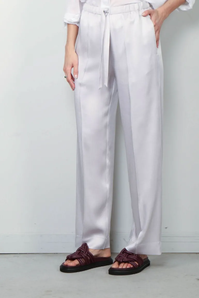 Forte_Forte Broek - Envers Satin Drawstring - Madreperla