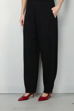 forte_forte Broek - Stretch Cady Crepe Elasticated Cargo Pants - Nero