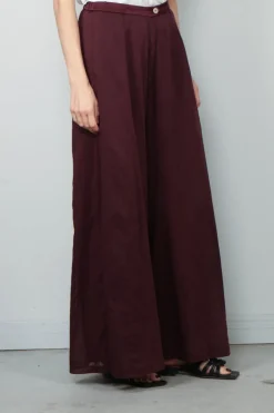 Forte_Forte Broek - co/se Voile Flared Pants Satin Details - Black Orchid