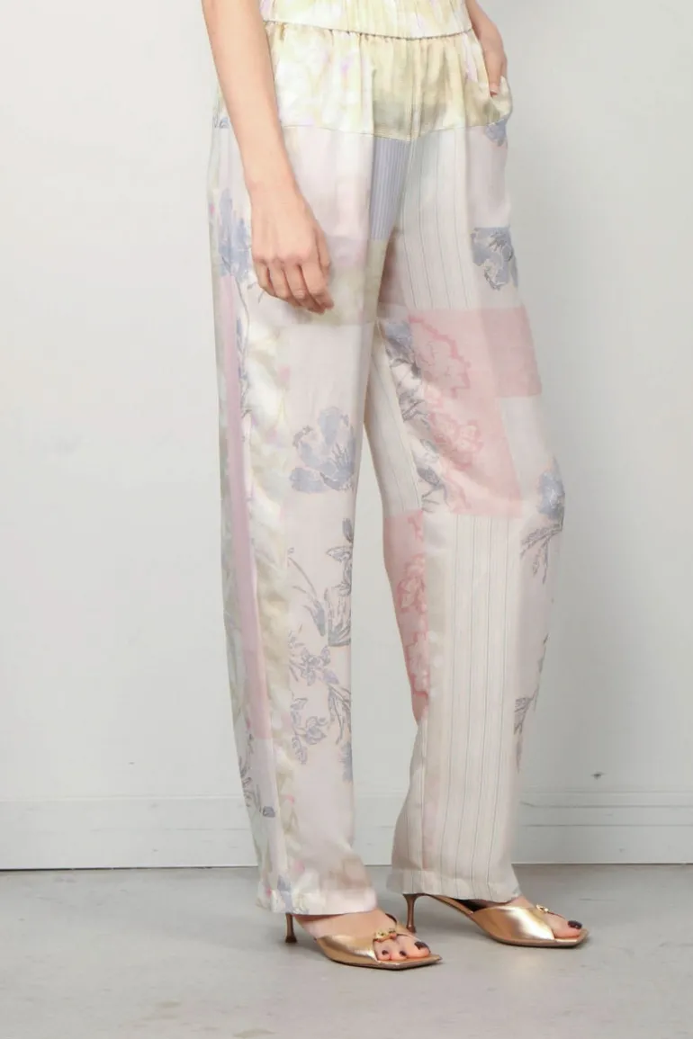 Forte_Forte Broek - The Secred Garden Print Viscose Silk Twill - Pesco