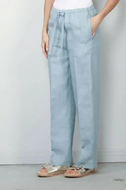 Forte_Forte Broek - Chic Linen Canvas Drawstring - Acqua