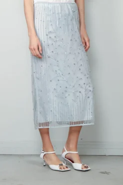 Forte_Forte Rok - Firefly Embroidery Tulle Skirt With Slip - Firefly