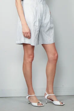 Forte_Forte Shorts - Contemporary Crinkled Cotton Bermuda - Madreperla