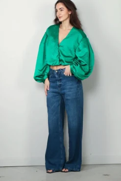 forte_forte Top - Contemporary Duchesse Couture Shirt - Malachite