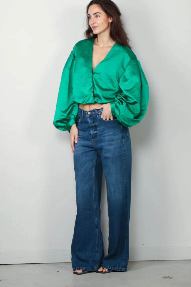 forte_forte Top - Contemporary Duchesse Couture Shirt - Malachite