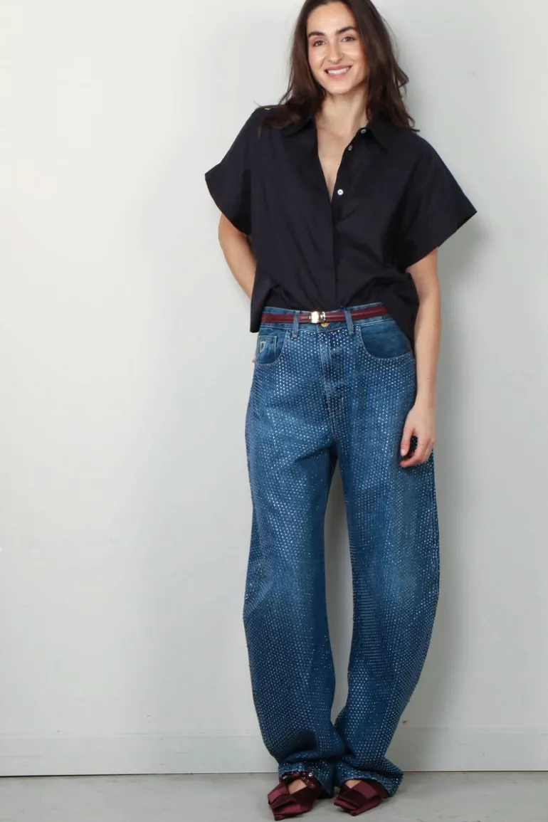 forte_forte Blouse - BCI Cotton Popline Boxy Sleeveless Shirt - Abisso