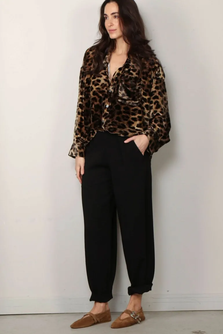 forte_forte Broek - Stretch Cady Crepe Elasticated Cargo Pants - Nero