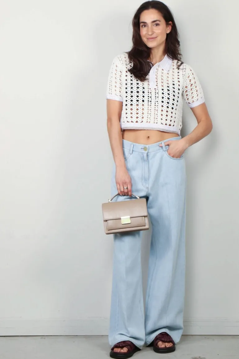 Forte_Forte Top - Cable Lux Handmade Crochet Cropped Polo - Giglio