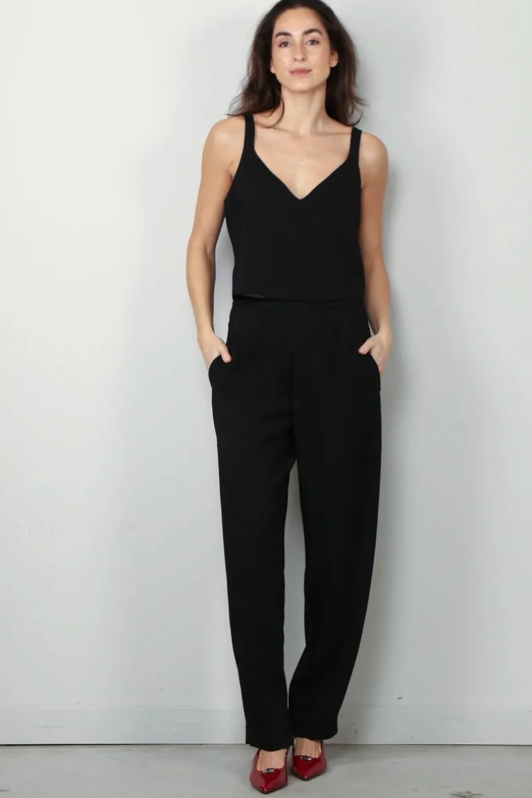 forte_forte Top - Stretch Cady Crepe Top - Nero