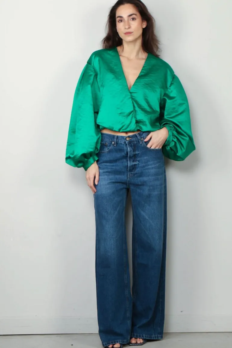 forte_forte Top - Contemporary Duchesse Couture Shirt - Malachite