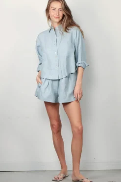 Forte_Forte Blouse - Chic Linen Shirt - Acqua