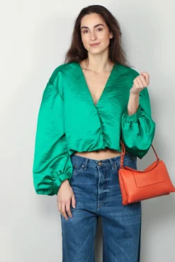 forte_forte Top - Contemporary Duchesse Couture Shirt - Malachite