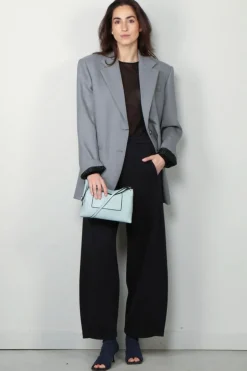 forte_forte Broek - Diagonal Cotton Fleece Twisted Pants - Abisso