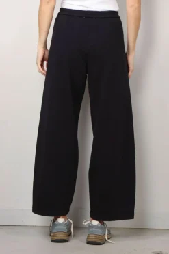 forte_forte Broek - Diagonal Cotton Fleece Twisted Pants - Abisso