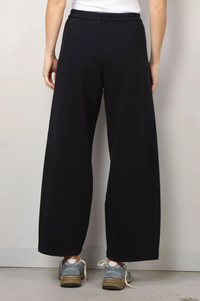 forte_forte Broek - Diagonal Cotton Fleece Twisted Pants - Abisso