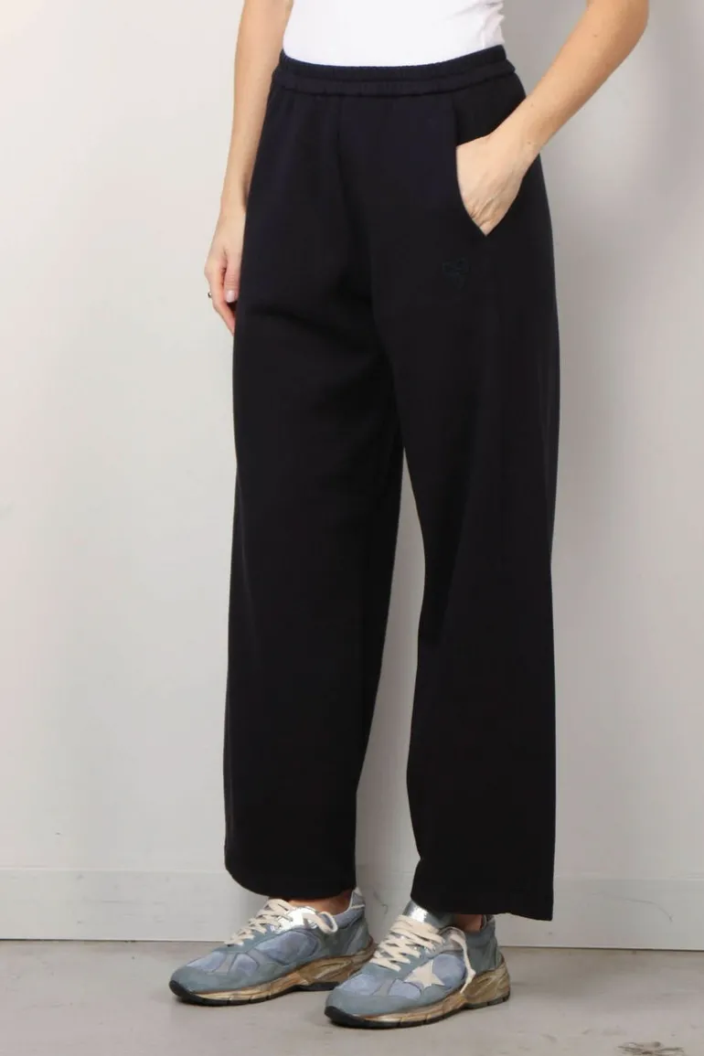 forte_forte Broek - Diagonal Cotton Fleece Twisted Pants - Abisso