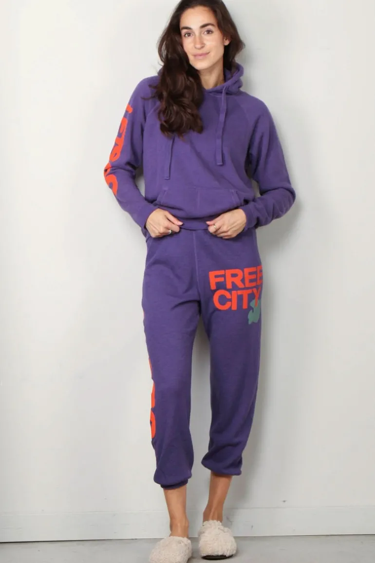 FREE CITY Hoodie - Circa '99 Neighborhood Letsgo polyblend fluff - Purlple floor