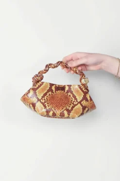 Ganni Tas - Bou Bag Mini Snake - Buckthorn Brown